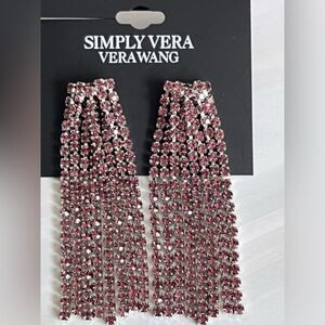 Vera Wang Waterfall‎ Chandellier Dangle Earrings Rhinestone Fuchsia